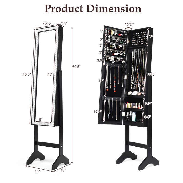 Attractive Rectangle Mirrored Jewelry Cabinet