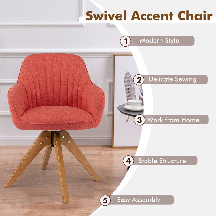 Modern Swivel Accent Chair with Linen Fabric and High-Density Sponge