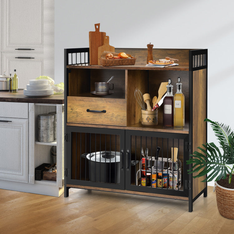 Buffet Cabinet with Drawer and Wood Storage Shelf for Kitchen