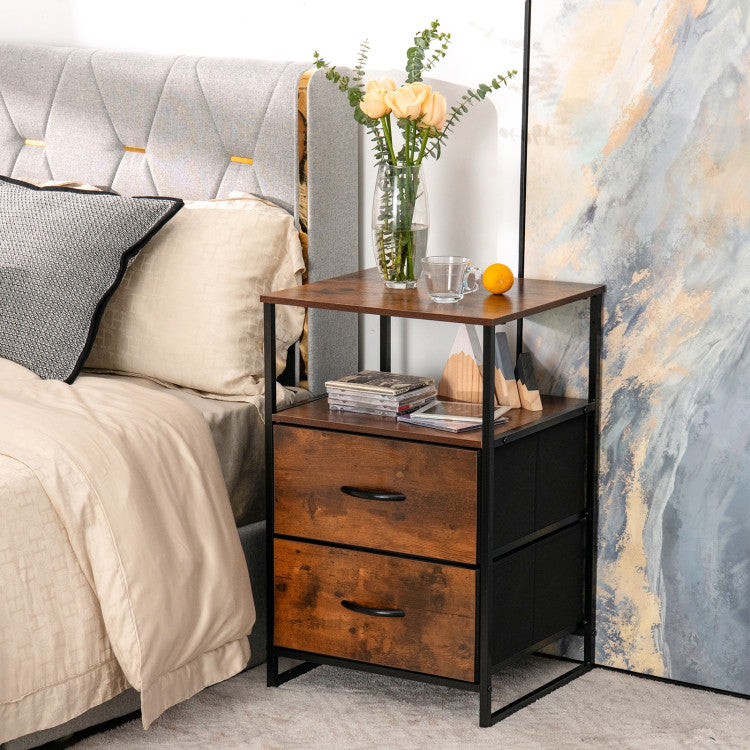 Freestanding Cabinet Dresser with Wooden Top Shelves