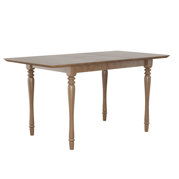 Extendable Wooden Dining Table with Rubber Wood Legs