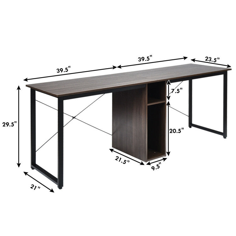 2-Person 79 Inch Computer Desk with Spacious Desktop and Cabinet