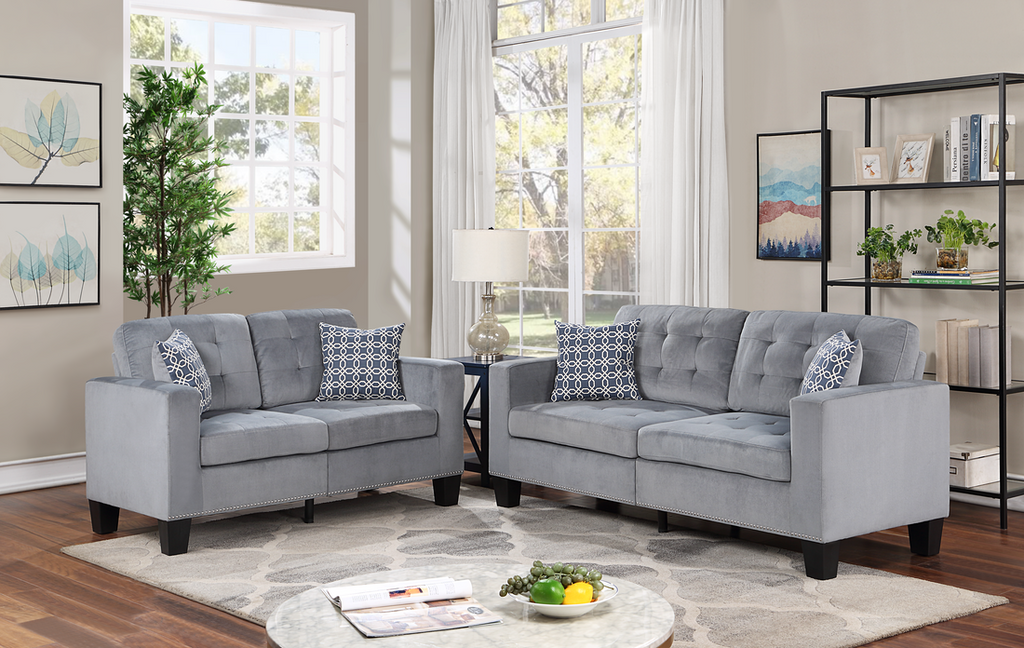 Logan Velvet Sofa & Loveseat - StafforaFurniture