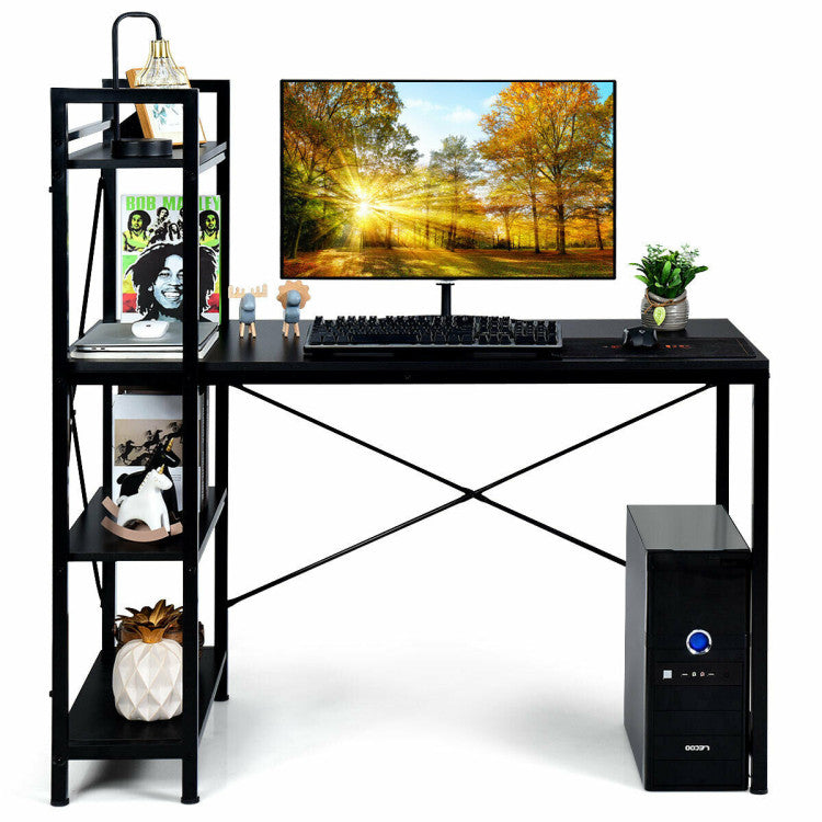 47.5 Inch Writing Study Computer Desk with 4-Tier Shelves