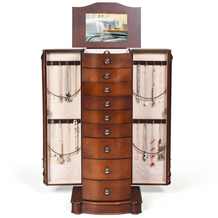 Large Wooden Jewelry Storage Box Organizer