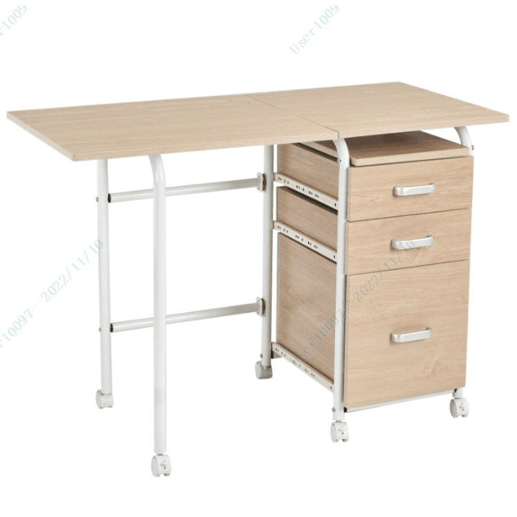 Home Office Folding Computer Laptop Desk Wheeled with 3 Drawers