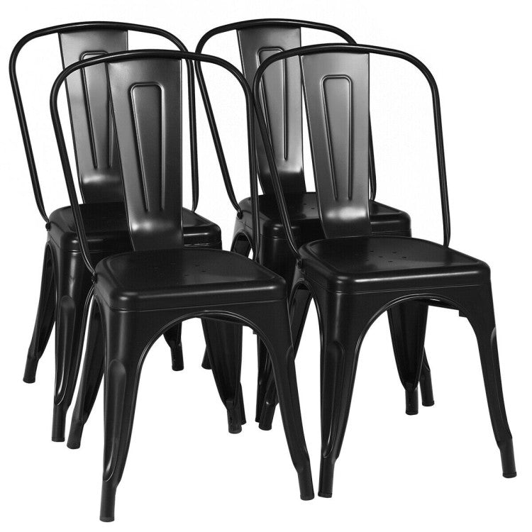 4 Pieces Modern Bar Stools with Removable Back and Rubber Feet