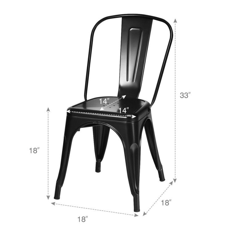 4 Pieces Modern Bar Stools with Removable Back and Rubber Feet