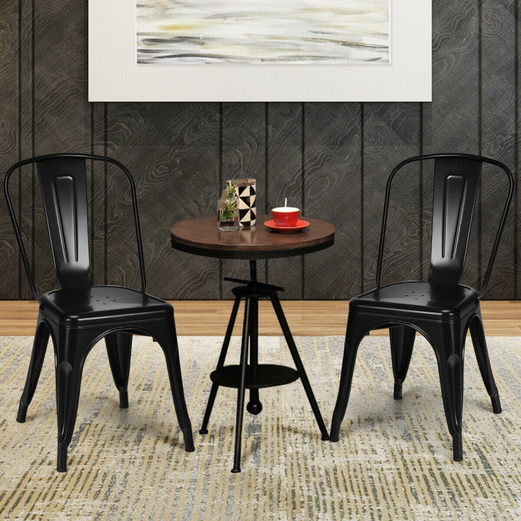 4 Pieces Modern Bar Stools with Removable Back and Rubber Feet