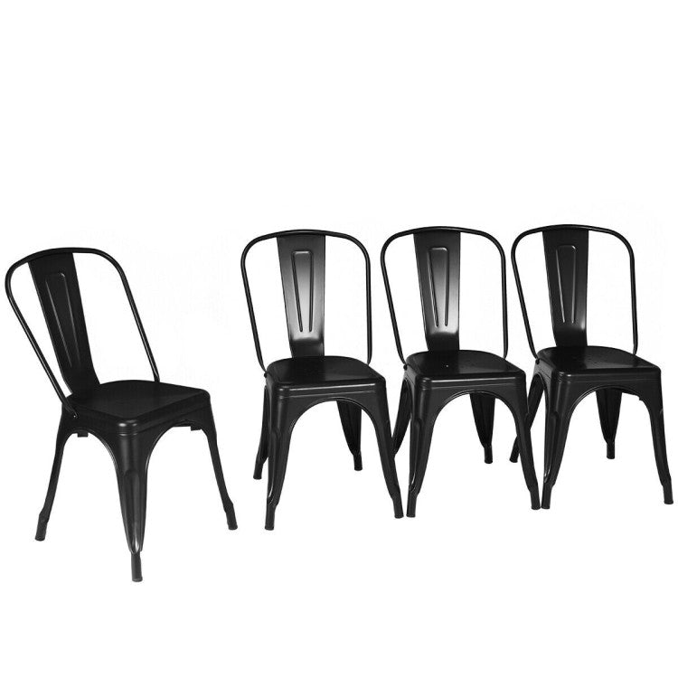 4 Pieces Modern Bar Stools with Removable Back and Rubber Feet