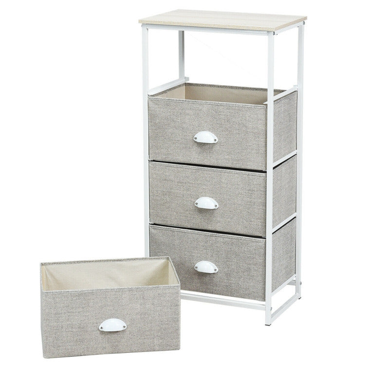 Dresser Storage Tower with Fabric Drawers and Sturdy Steel Frame