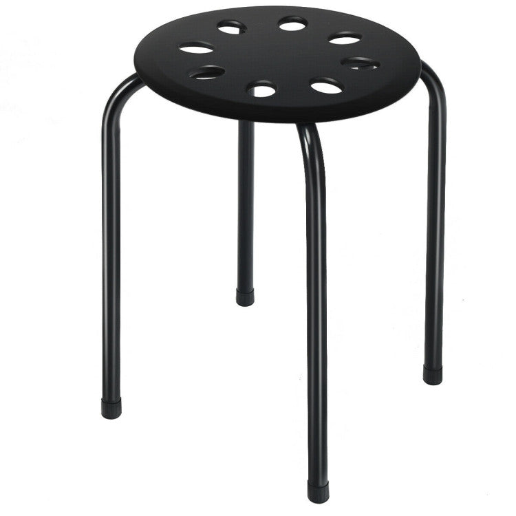 17.5 Inch Set of 6 Portable Plastic Stack Stools with Metal Frame