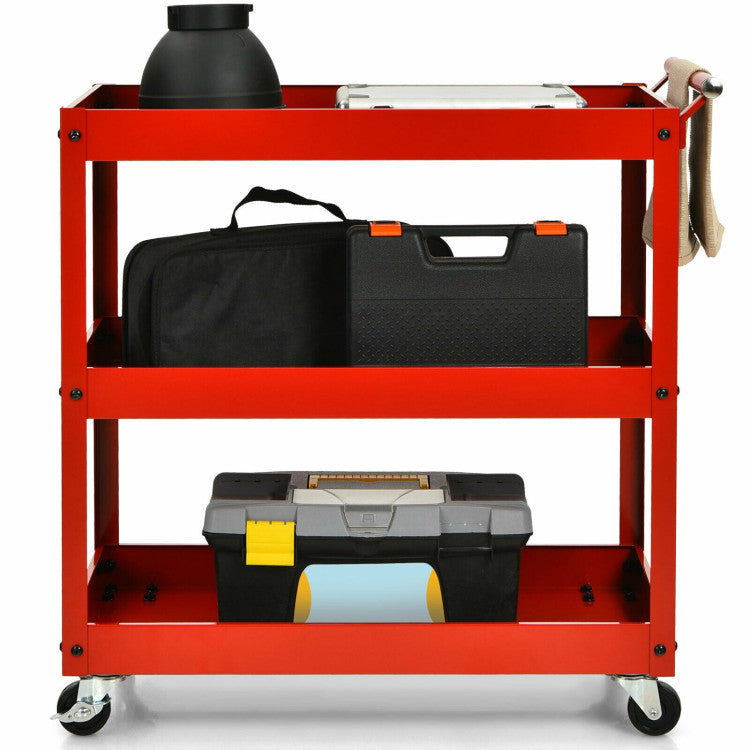 3-Tier Utility Cart Metal Mental Storage Service Trolley