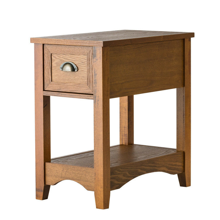 Contemporary Chairside End Table with Drawer and Open Shelf