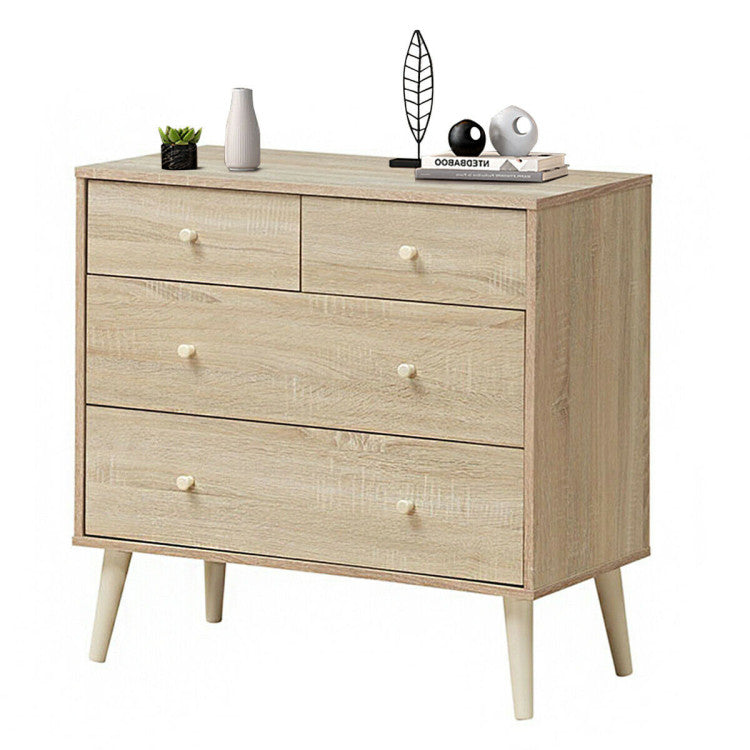 Free-Standing Dresser with 4 Storage Drawers and Rubber Legs