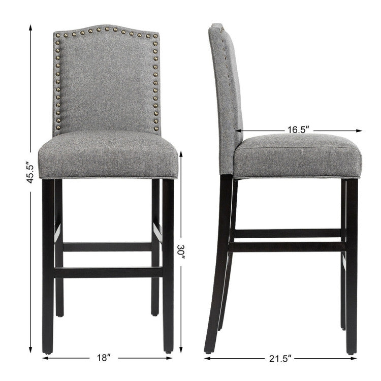 Set of 2 Counter Height Dining Side Barstools with Thick Cushion