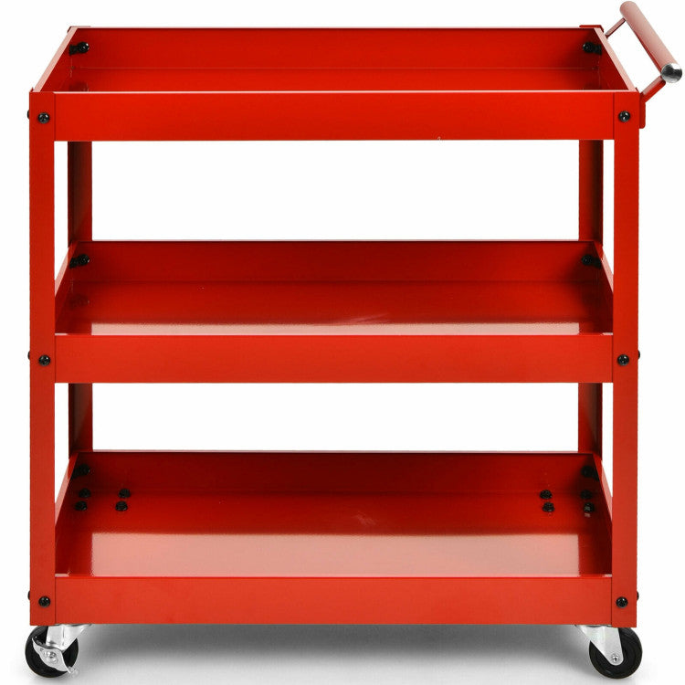 3-Tier Utility Cart Metal Mental Storage Service Trolley