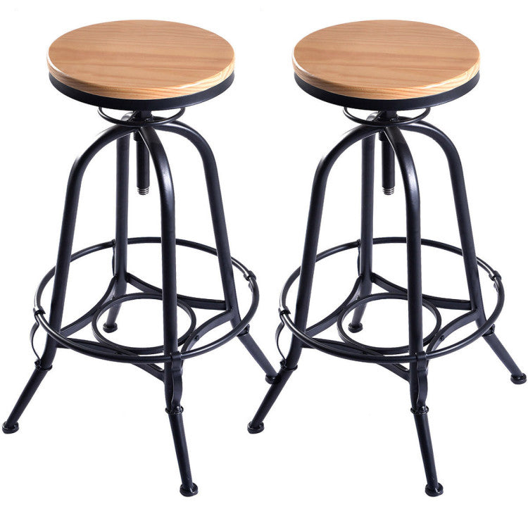 Set of 2 Adjustable Vintage Bar Stools