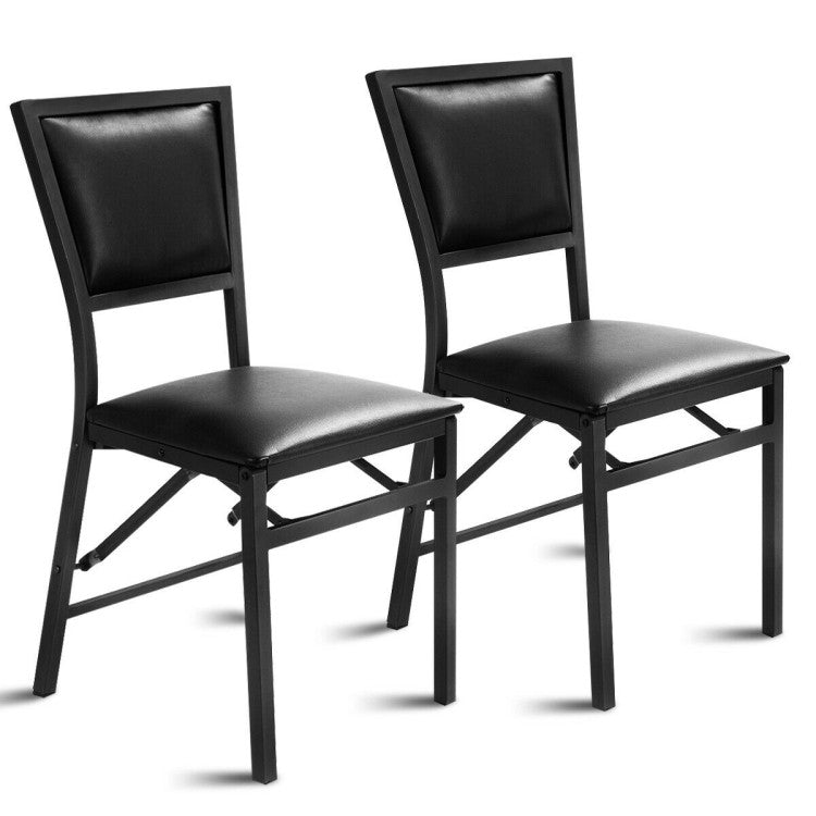 Set of 2 Metal Folding Dining Chair with Padded Seats for Small Room