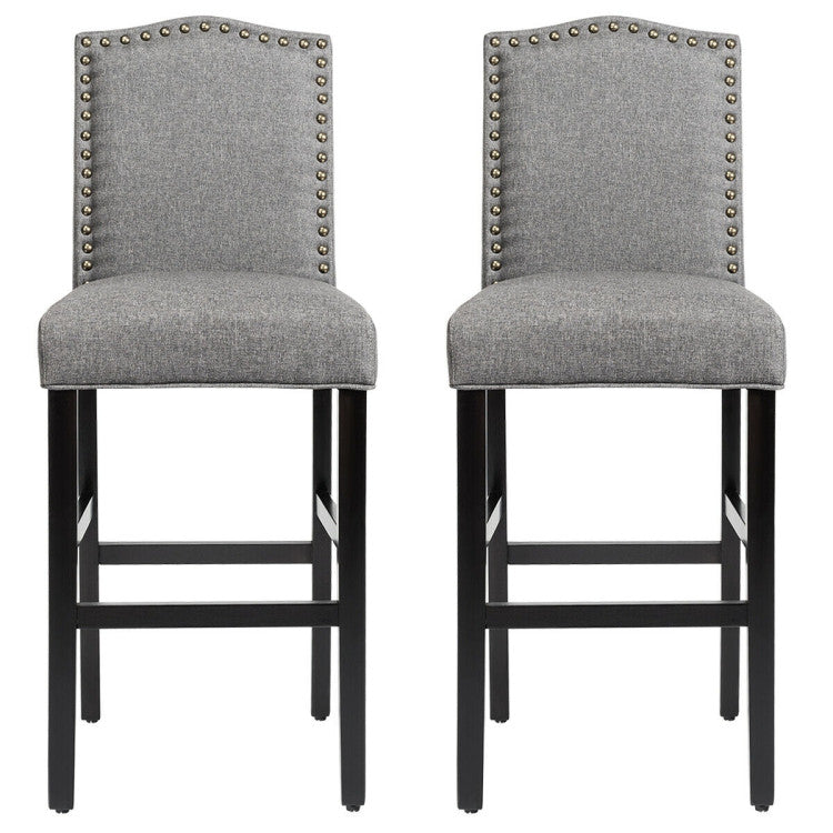 Set of 2 Counter Height Dining Side Barstools with Thick Cushion