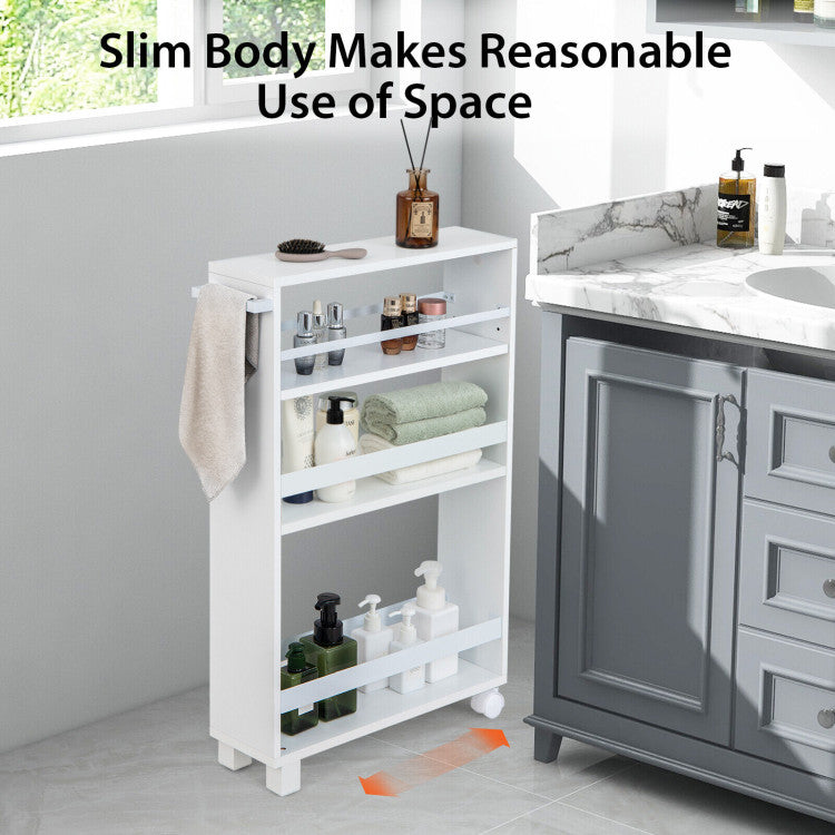 4-Tier Slim Storage Kitchen Cart with Adjustable Shelves