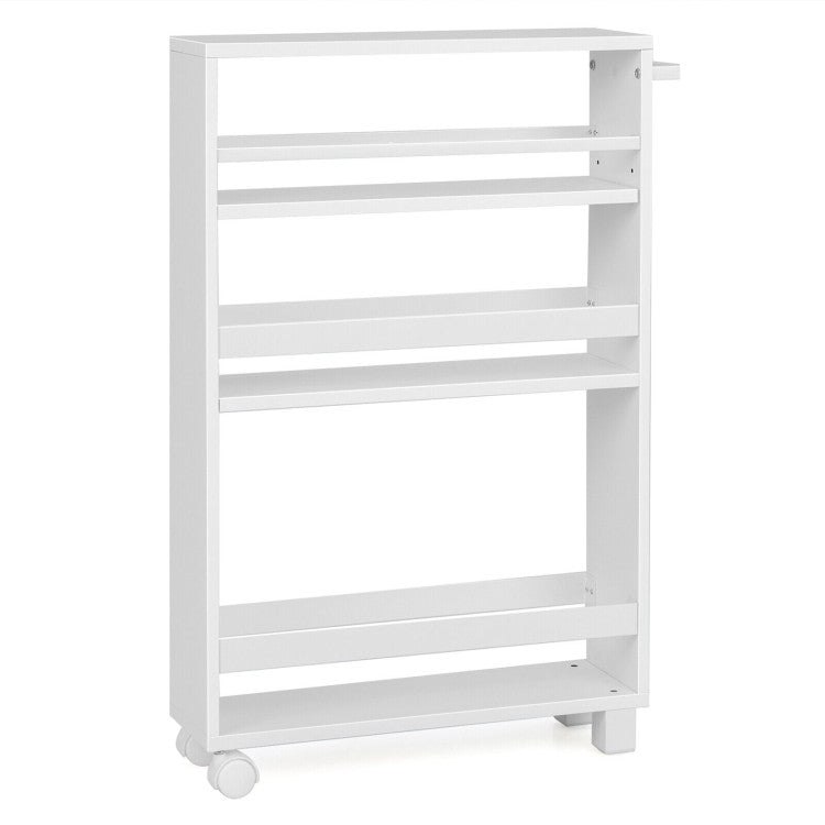 4-Tier Slim Storage Kitchen Cart with Adjustable Shelves