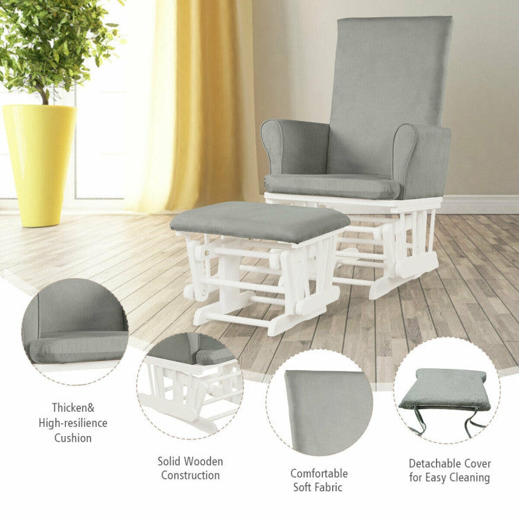 Baby Nursery Relax Rocker Rocking Chair Glider and Ottoman Cushion Set