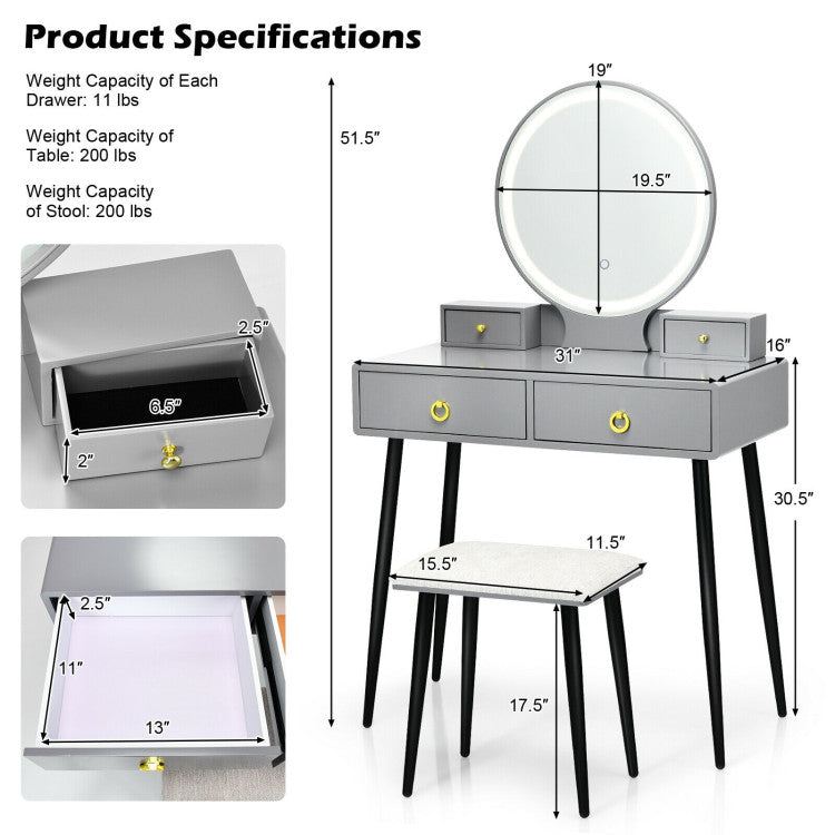 Vanity Table Set with Mirror