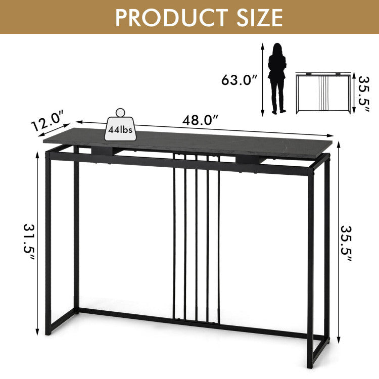 48 Inch Console Tables with Powder-Coated Steel Frame