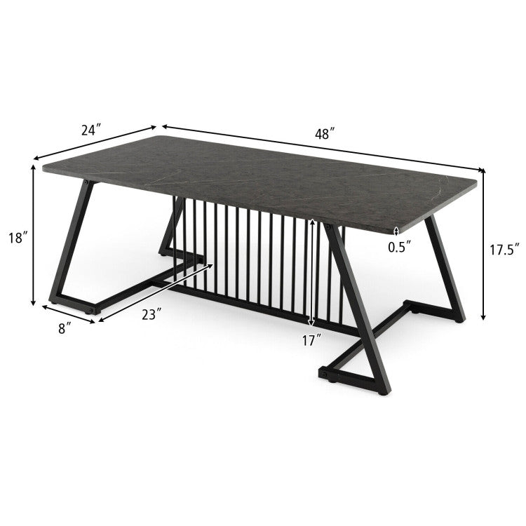 48 Inch Modern Style Coffee Table with Spacious Tabletop for Living Room