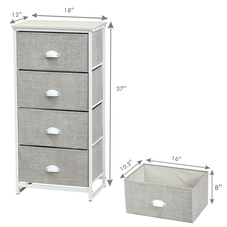 Dresser Storage Tower with Fabric Drawers and Sturdy Steel Frame