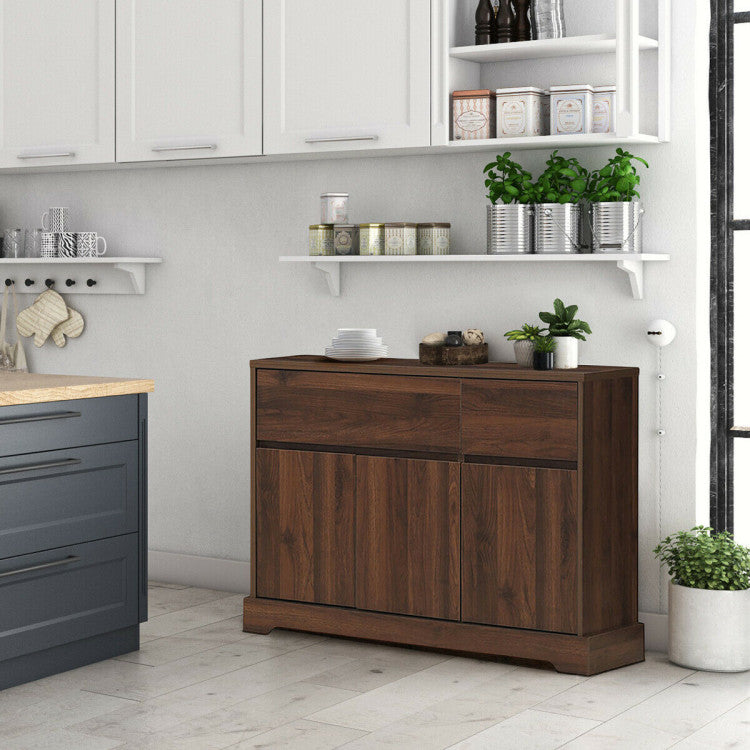 Storage Buffet Sideboard with 2 Drawers and 2 Cabinets