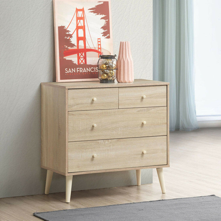 Free-Standing Dresser with 4 Storage Drawers and Rubber Legs