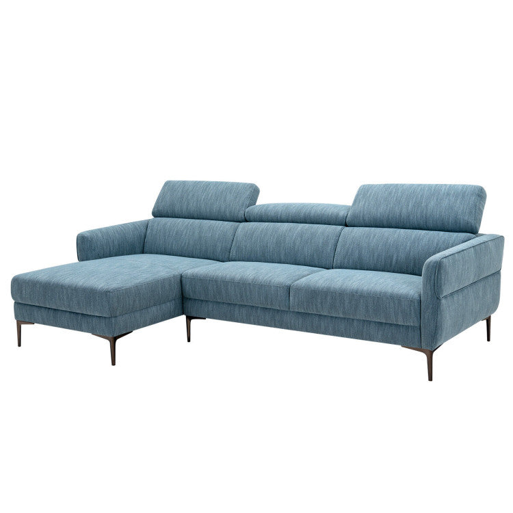 105 Inch L-Shaped Sofa Couch with 3 Adjustable Headrests