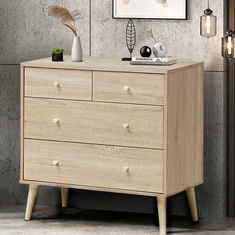 Free-Standing Dresser with 4 Storage Drawers and Rubber Legs