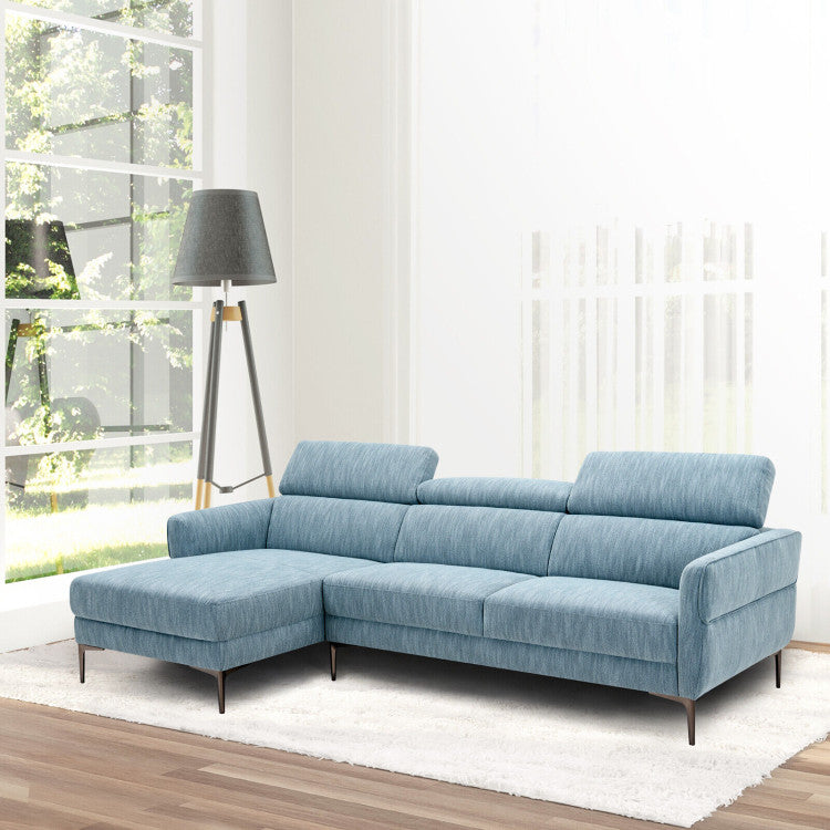 105 Inch L-Shaped Sofa Couch with 3 Adjustable Headrests