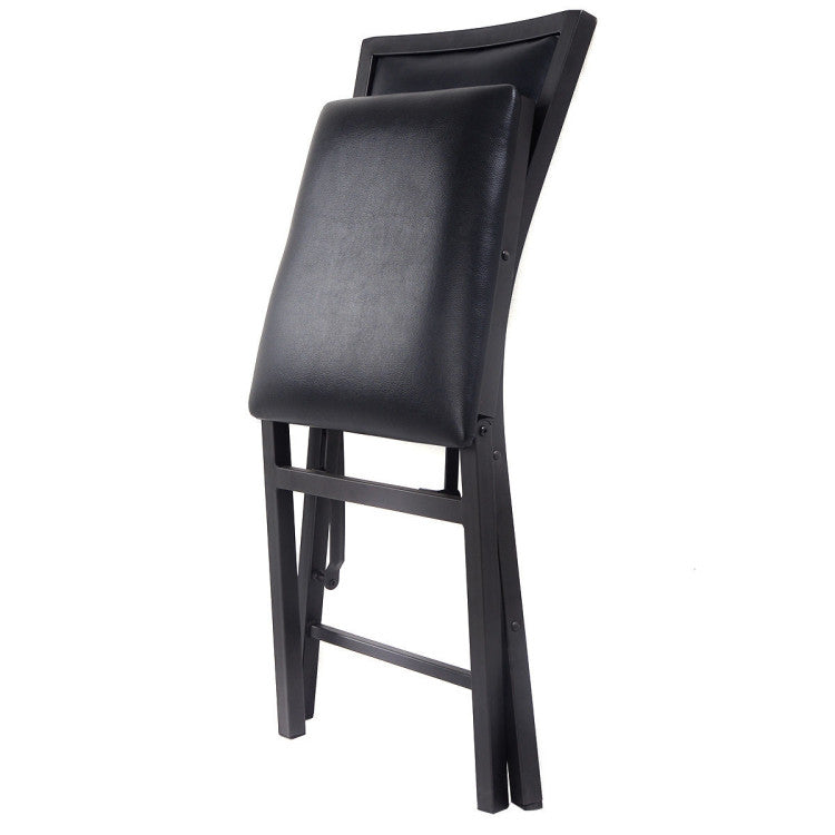 Set of 2 Metal Folding Dining Chair with Padded Seats for Small Room