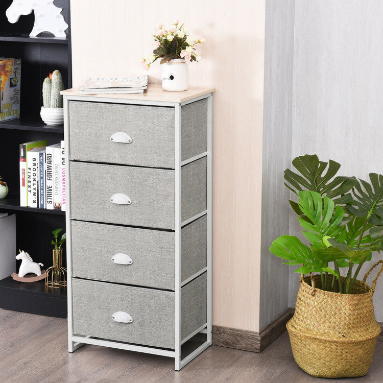 Dresser Storage Tower with Fabric Drawers and Sturdy Steel Frame