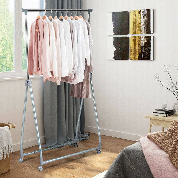 Extendable Foldable Heavy Duty Clothing Rack with Hanging Rod