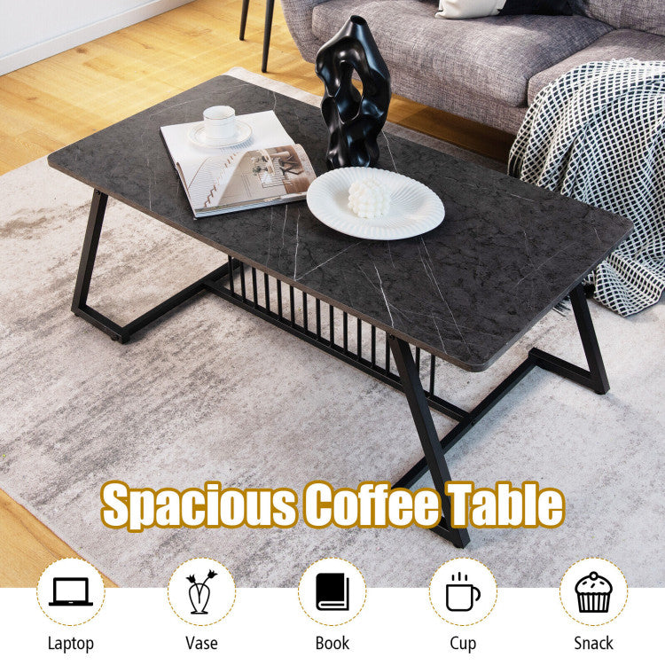 48 Inch Modern Style Coffee Table with Spacious Tabletop for Living Room