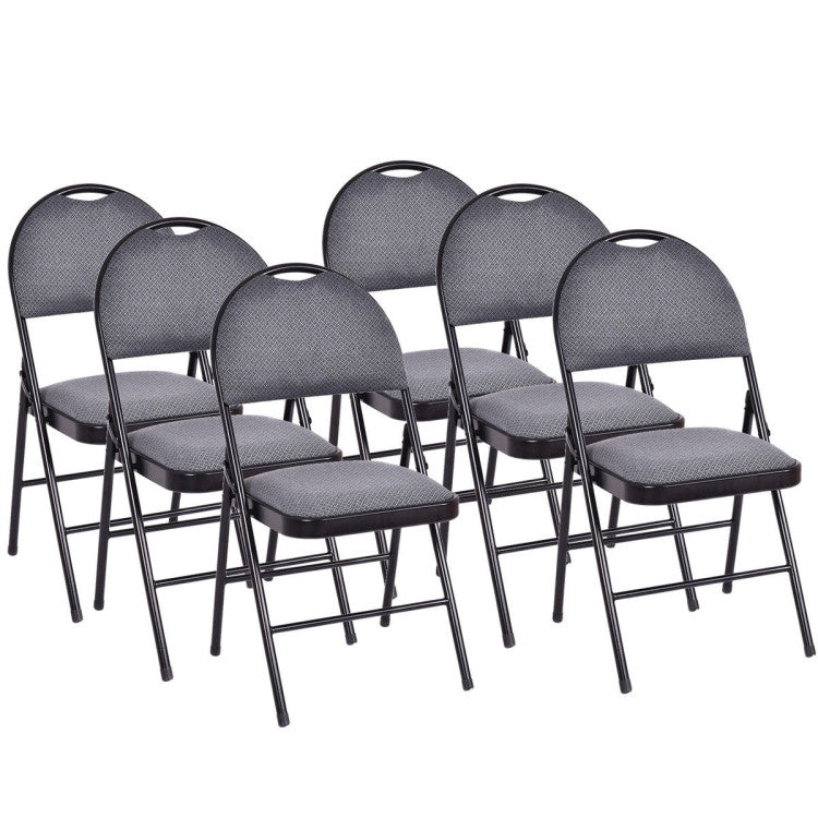 6 Pieces Folding Chairs Set with Handle Hole and Portable Backrest