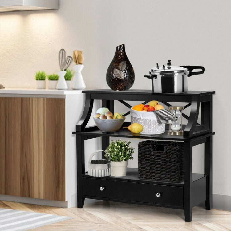 3-Tier Console Table with a Large Slide Drawer and Storage Shelves