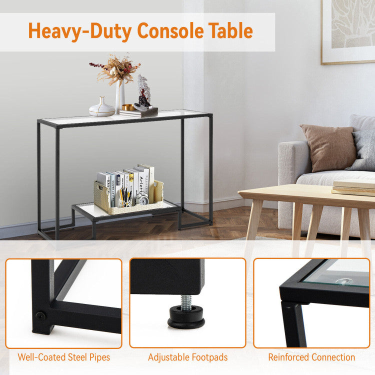 Modern Narrow Console Entryway Table with Storage Lower Shelf