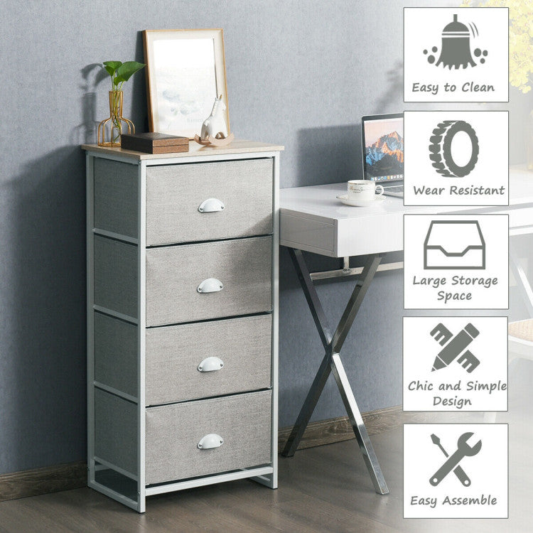 Dresser Storage Tower with Fabric Drawers and Sturdy Steel Frame