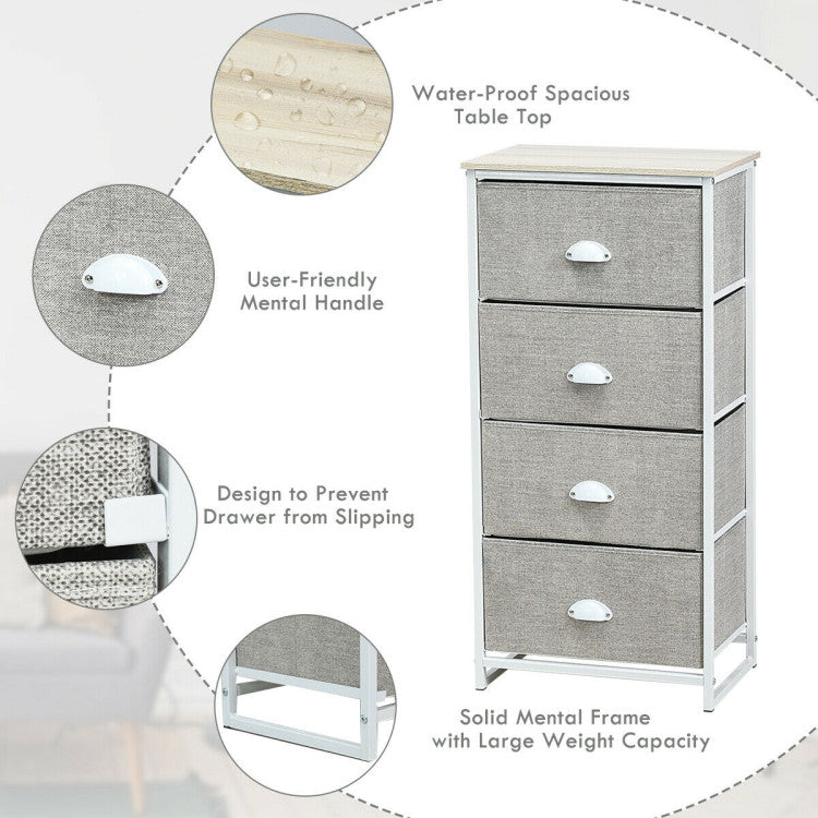 Dresser Storage Tower with Fabric Drawers and Sturdy Steel Frame