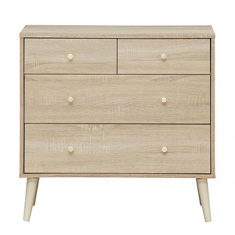 Free-Standing Dresser with 4 Storage Drawers and Rubber Legs