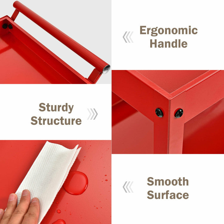 3-Tier Utility Cart Metal Mental Storage Service Trolley