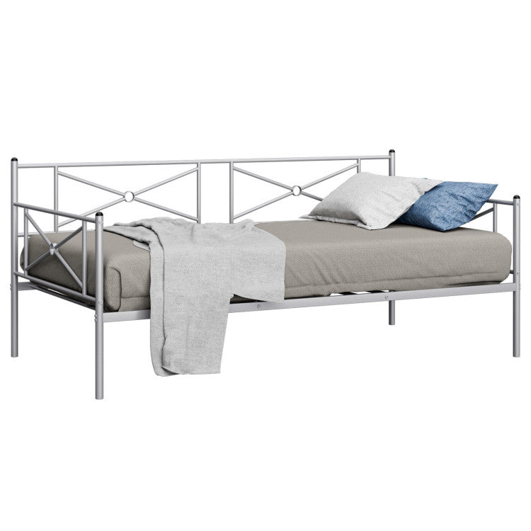 Metal Daybed Twin Bed Frame Stable Steel Slats Sofa Bed