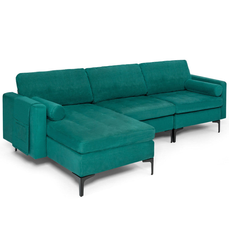 Modular L-Shaped Sectional Sofa with Reversible Chaise and 2 USB Ports