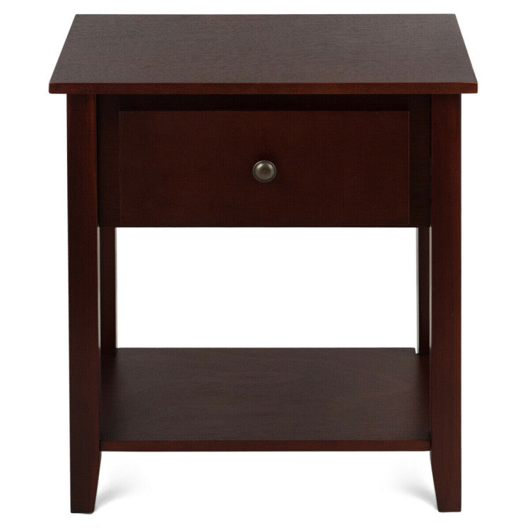 Nightstand with Drawer and Storage Shelf for Bedroom